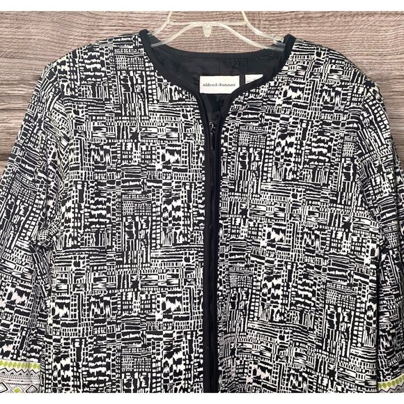 Alfred Dunner Womens Black & White Patterned Jacket Lightweight Grannycore - Picture 3 of 8